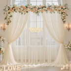 Champagne Tulle Backdrop Curtain for Parties Wedding 10ft×8ft Champagne Sheer Backdrop Curtains for Baby Shower, alternate