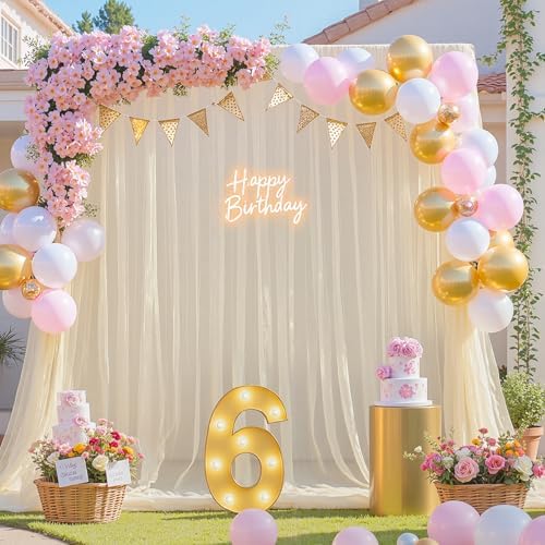 Champagne Tulle Backdrop Curtain for Parties Wedding 10ft×8ft Champagne Sheer Backdrop Curtains for Baby Shower, alternate