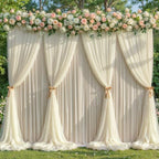Champagne Tulle Backdrop Curtain for Parties Wedding,10ft x 10ft Wrinkle Free Curtain Backdrop,2 Layer Drapes