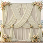 Champagne Tulle Backdrop Curtain for Parties Wedding,20ft x 10ft Wrinkle Free Curtain Backdrop,2 Layer Drapes