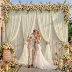 Champagne Tulle Backdrop Curtain for Parties Wedding,20ft x 10ft Wrinkle Free Curtain Backdrop,2 Layer Drapes, alternate view