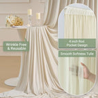 Champagne Tulle Backdrop Curtain for Parties Wedding,20ft x 10ft Wrinkle Free Curtain Backdrop,2 Layer Drapes, alternate view
