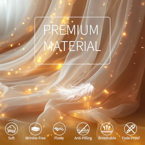 Champagne Tulle Backdrop Curtain with Lights for Decor, 10x8FT in 10x8FT, alternate view 5