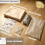 Champagne Tulle Backdrop Curtains with Lights String for Party in Champagne, alternate view 5