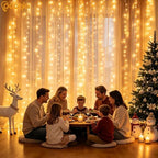 Champagne Tulle Backdrop Curtains with Lights String for Party in Champagne, alternate view 6
