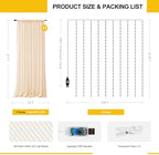 Champagne Tulle Backdrop with Fairy Lights for Parites Wrinkle-Free Sheer Curtain Drapes Photo Back Drop for, alternate view