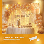 Champagne Tulle Backdrop with Fairy Lights for Parites Wrinkle-Free Sheer Curtain Drapes Photo Back Drop for, alternate view
