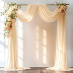 Champagne Wedding Arch Draping Fabric 1 Panel 30'' x 20FT Champagne Drapes Sheer Fabric Backdrop Arch Draping