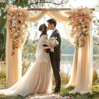 Champagne Wedding Arch Draping Fabric 1 Panel 30'' x 20FT Champagne Drapes Sheer Fabric Backdrop Arch Draping, alternate view