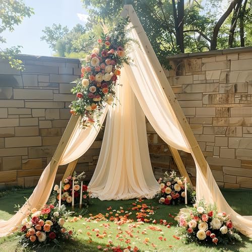 Champagne Wedding Arch Draping Fabric 1 Panel 30'' x 20FT Champagne Drapes Sheer Fabric Backdrop Arch Draping, alternate view