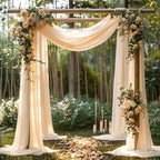 Champagne Wedding Arch Draping Fabric 2 Panels 30'' x 20FT Champagne Drapes Sheer Fabric Backdrop Arch Draping