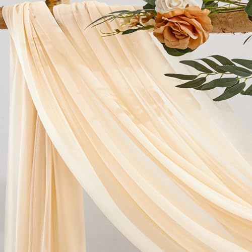 Champagne Wedding Arch Draping Fabric 2 Panels 30'' x 20FT Champagne Drapes Sheer Fabric Backdrop Arch Draping, alternate