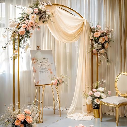 Champagne Wedding Arch Draping Fabric 2 Panels 30'' x 20FT Champagne Drapes Sheer Fabric Backdrop Arch Draping, alternate