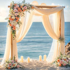 Champagne Wedding Arch Draping Fabric 28" x19FT Sheer Curtain Drapes in 28" width x 19Ft length(1 Panel) in, alternate view 4