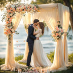 Champagne Wedding Arch Draping Fabric 28" x19FT Sheer Curtain Drapes in 28" width x 19Ft length(1 Panel) in, alternate view 6