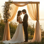 Champagne Wedding Arch Draping Fabric - 31" x 20FT Sheer Chiffon Panel - Wrinkle-Free Backdrop Drapery for, alternate view 2
