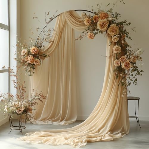 Champagne Wedding Arch Draping Fabric - 31" x 20FT Sheer Chiffon Panel - Wrinkle-Free Backdrop Drapery for, alternate view 4