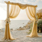 Champagne Wedding Arch Draping Fabric - 31" x 20FT Sheer Chiffon Panel - Wrinkle-Free Backdrop Drapery for, alternate view 6