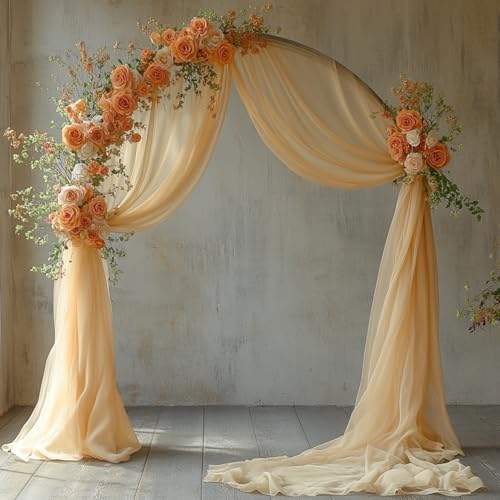 Champagne Wedding Arch Draping Fabric - 31" x 20FT Sheer Chiffon Panel - Wrinkle-Free Backdrop Drapery for, alternate view 7
