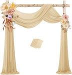 Champagne Wedding Arch Draping Fabric Chiffon Curtains, 29in x 18Ft Sheer Chiffon Outdoor Curtain for Wedding