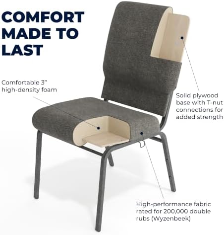 Charcoal Gray 18.5" Stacking Church Chair, alternate view 5