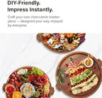 Charcuterie Board 13'' Wood Serving Platter Round Ottoman Coffee Table Tray in Acacia Wood, alternate view 4