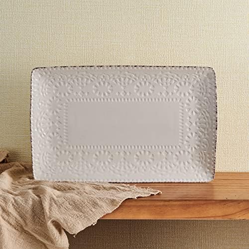 Chateau Serve Platter, 14.25 Inch, Blue and White, Cream in 14.25 Inch in Cream, alternate view 2