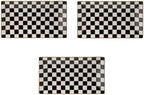 Checker Black and White 12-inch Rectangle Serving Platters Set of 3 for Party, Wedding and Entertaining