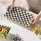 Checker Black and White 12-inch Rectangle Serving Platters Set of 3 for Party, Wedding and Entertaining, alternate view 2