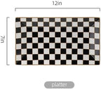 Checker Black and White 12-inch Rectangle Serving Platters Set of 3 for Party, Wedding and Entertaining, alternate view 3