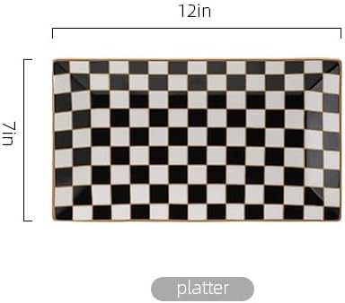 Checker Black and White 12-inch Rectangle Serving Platters Set of 3 for Party, Wedding and Entertaining, alternate view 3