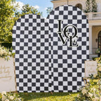 Checkered Arch Backdrop Cover Set, 7.2FT & 6FT Black and White Wrinkle-Free Spandex Arch Covers for Birthday