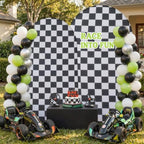 Checkered Arch Backdrop Cover Set, 7.2FT & 6FT Black and White Wrinkle-Free Spandex Arch Covers for Birthday, alternate view