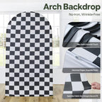 Checkered Arch Backdrop Cover Set, 7.2FT & 6FT Black and White Wrinkle-Free Spandex Arch Covers for Birthday, alternate view