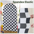 Checkered Arch Backdrop Cover Set, 7.2FT & 6FT Black and White Wrinkle-Free Spandex Arch Covers for Birthday, alternate view