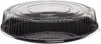CheckMate Plastic Round Catering Tray and Dome Lid Combo, Clear/Black, 18-Inch (25-Count)