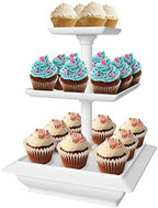 Chef Buddy 3-Tier Square Cupcake Stand, White, 10" x 12.5" in White