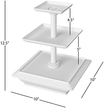 Chef Buddy 3-Tier Square Cupcake Stand, White, 10" x 12.5" in White, alternate view 3