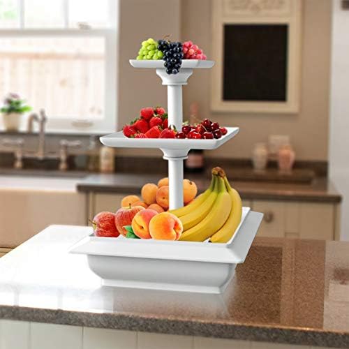 Chef Buddy 3-Tier Square Cupcake Stand, White, 10" x 12.5" in White, alternate view 5
