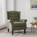 Chenille Wingback Accent Chair, Tufted High Back Armchair, Green in Green