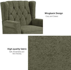 Chenille Wingback Accent Chair, Tufted High Back Armchair, Green in Green, alternate view 4
