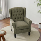 Chenille Wingback Accent Chair, Tufted High Back Armchair, Green in Green, alternate view 6