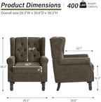 Chenille Wingback Accent Chair, Tufted High Back Armchair, Taupe, alternate view 2