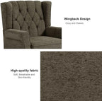 Chenille Wingback Accent Chair, Tufted High Back Armchair, Taupe, alternate view 3