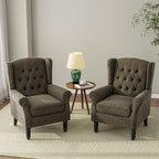 Chenille Wingback Accent Chair, Tufted High Back Armchair, Taupe, alternate view 5