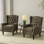 Chenille Wingback Accent Chair, Tufted High Back Armchair, Taupe, alternate view 7