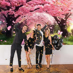 Cherry Blossom Flowers Backdrop for Photography, Spring Scenery Cherry Blossom Pink Butterflies Wedding Bridal, alternate