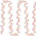 Cherry Blossom Garland 2 Pack, 5.9Ft Fake Cherry Flower Vines Silk Hanging Floral Garland, Artificial Pink
