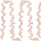 Cherry Blossom Garland 2 Pack, 5.9Ft Fake Cherry Flower Vines Silk Hanging Floral Garland, Artificial Pink