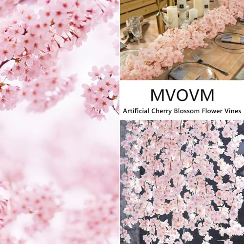 Cherry Blossom Garland 2 Pack, 5.9Ft Fake Cherry Flower Vines Silk Hanging Floral Garland, Artificial Pink, alternate view 7